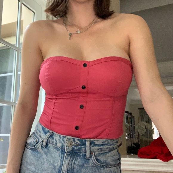 Guess Pink Strapless Bustier - Picture 1 of 4